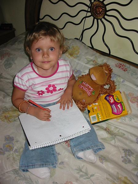 5-02.JPG - Kika having some writing practise.