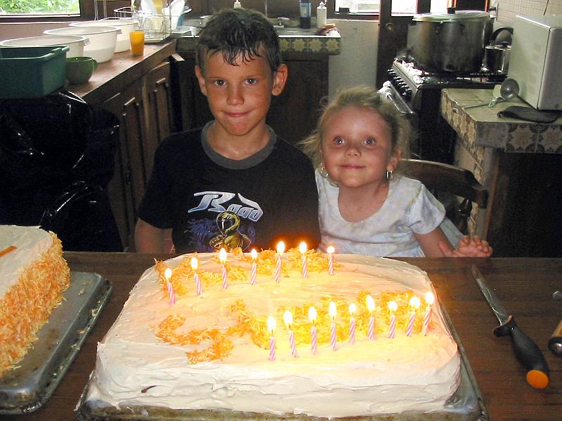 7-01.JPG - The cake! Steven is now 9 and Kika is 7.