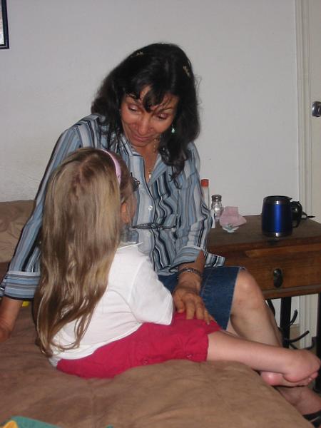 7-15.JPG - Kika visiting with her friend Annie who came to visit